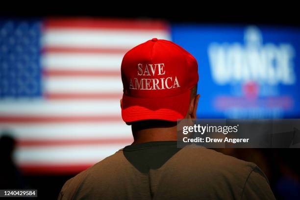 Supporters attend a primary election night event for J.D. Vance, a Republican candidate for U.S. Senate in Ohio, at Duke Energy Convention Center on...