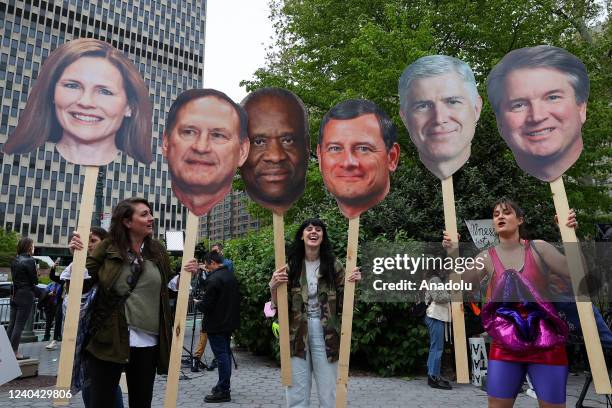 Thousands of protesters are gathered at the Foley Square in New York City, United States on May 3. Tuesday after the leak of a draft majority opinion...