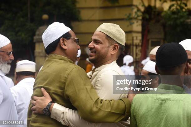 People from the Muslim community offers special prayer/ Namaz on the occasion of Eid-ul-Fitr which is celebrated by Muslims around the globe to mark...