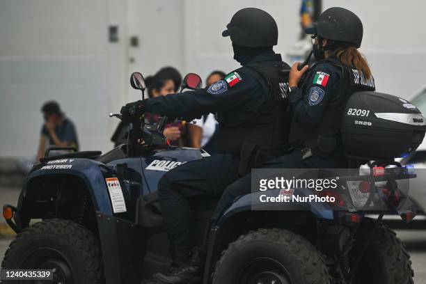 Members of the Police on an ATV in Playa del Carmen. On Friday, 29 April 2022, in Playa Del Carmen, Quintana Roo, Mexico.