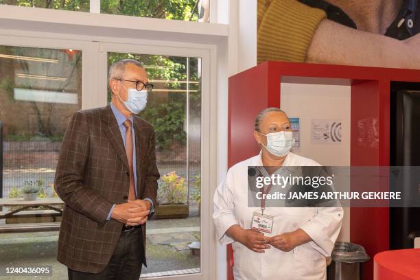 Frank Vandenbroecke pictured during a visit to a blood donation center of the Red Cross in Brussels on Wednesday 04 May 2022. BELGA PHOTO JAMES...