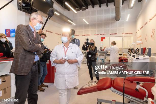 Frank Vandenbroecke pictured during a visit to a blood donation center of the Red Cross in Brussels on Wednesday 04 May 2022. BELGA PHOTO JAMES...