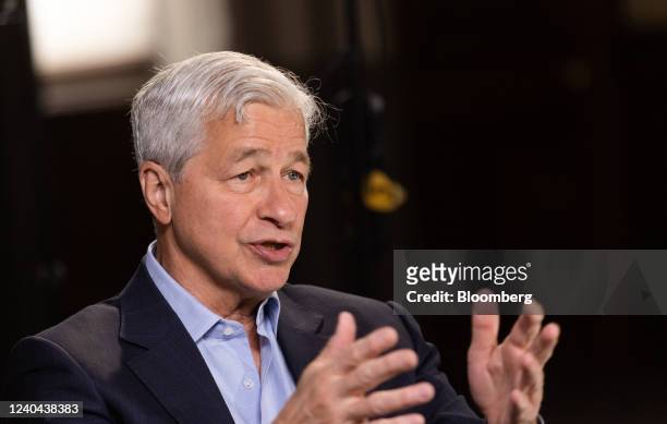 Jamie Dimon, chief executive officer of JPMorgan Chase & Co., during a Bloomberg Television interview in London, U.K., on Wednesday, May 4, 2022....