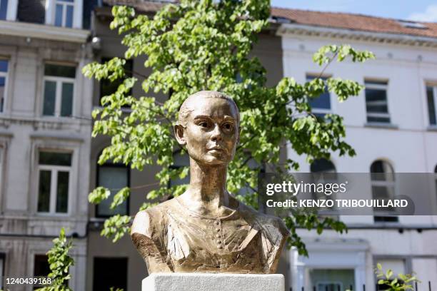 Photograph taken on May 4, 2022 shows a statue of British Audrey Hepburn made by Dutch artist Kees Verkade and offered by the actress' son to the...