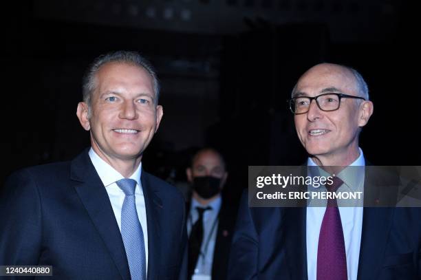 Air Liquide Executive vice president Francois Jackow poses with Chairman and CEO Benoit Potier before attending the group's general meeting in Paris...