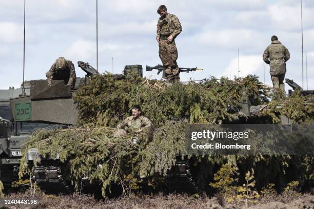 British Army Challenger 2 main battle tank during the Finnish Army Arrow 22 training exercise, with participating forces from the U.K., Latvia, U.S....