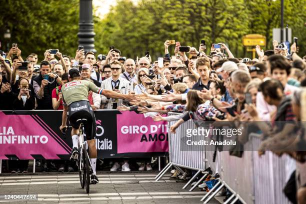 Mathieu Van Der Poel of Netherlands and Team Alpecin is seen during Presentation of the 105th Giro d'Italia 2022 at Heroesâ Square on May 4, 2022.