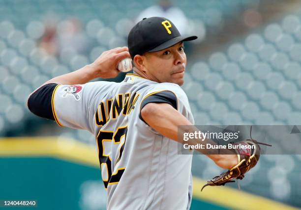 Jose Quintana of the Pittsburgh Pirates pitches against the Detroit Tigers during the second inning of Game Two of a doubleheader at Comerica Park on...