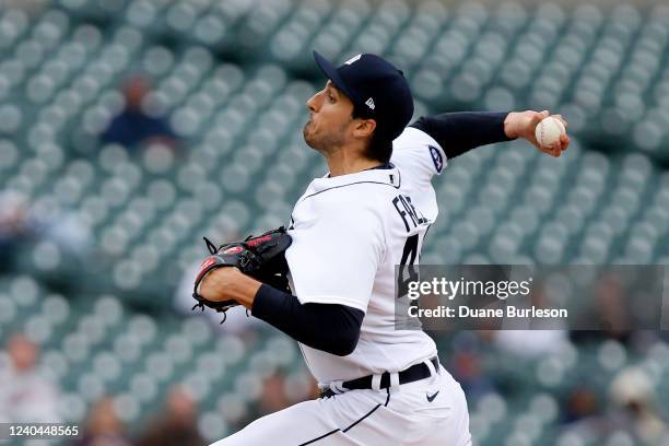 Alex Faedo of the Detroit Tigers, who made his Major League debut in his first start for the Tigers, pitches against the Pittsburgh Pirates during...