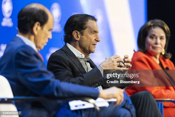 Peter Guber, chairman and chief executive officer of Mandalay Entertainment, participates in a panel discussion during the Milken Institute Global...