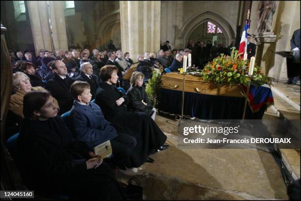 Funerals of Bernard Loiseau In Saulieu, France On February 28, 2003 - Dominique Loiseau and her children.