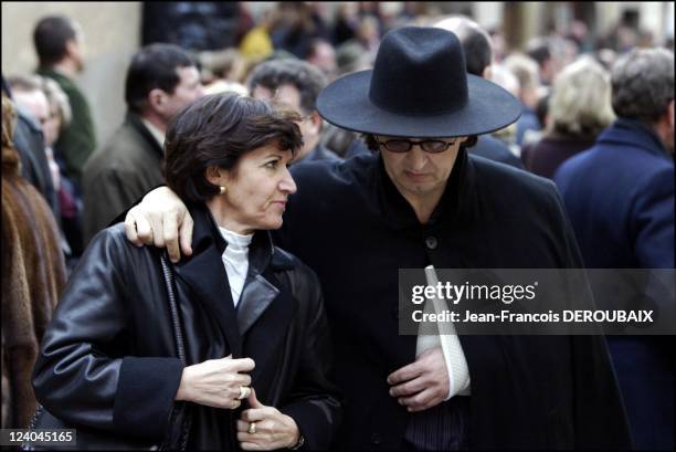 Funerals of Bernard Loiseau In Saulieu, France On February 28, 2003 - Marc Veyrat and his wife.