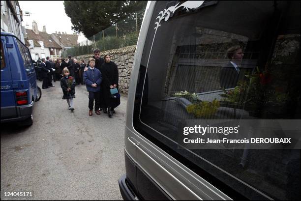 Funerals of Bernard Loiseau In Saulieu, France On February 28, 2003 - Dominique Loiseau and her children.