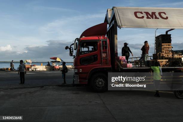 Fruit traders with produce on a truck in downtown Cebu City, the Philippines, on Wednesday, May 4, 2022. Philippines inflation rate rose 4.9% from a...