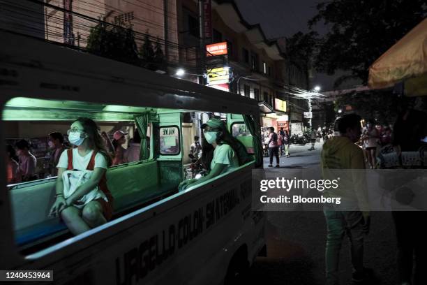 Commuters in a jeepney during rush hour in downtown Cebu City, the Philippines, on Wednesday, May 4, 2022. Philippines inflation rate rose 4.9% from...