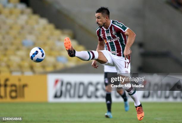 Willian Bigode of Fluminense in action during the match between Fluminense and Junior Barranquilla as part of Copa CONMEBOL Sudamericana 2022 at...