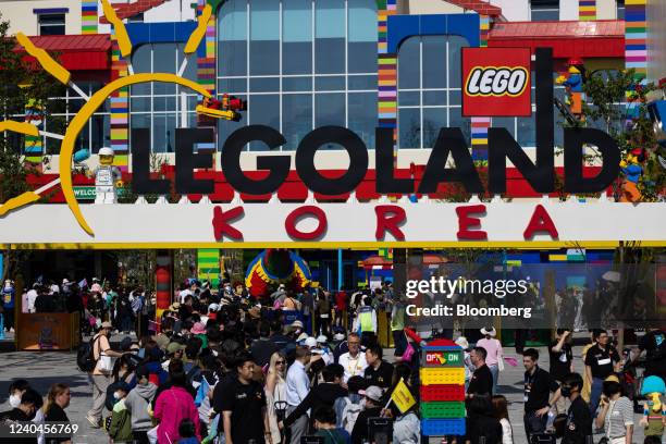 Visitors at the Legoland theme park, operated by Merlin Entertainments Ltd., in Chuncheon, South Korea, on Thursday, May 5, 2022. The theme park,...