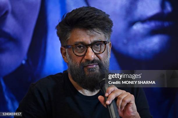 Indian film director Vivek Agnihotri addresses a press conference in New Delhi on May 5, 2022.