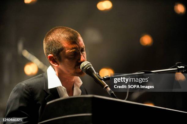 Alex Turner, lead singer of the Arctic Monkeys performs a hometown show at Sheffield Arena.