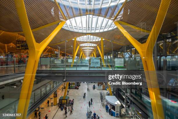 Passengers inside Madrid Barajas airport, operated by Aena SME SA, in Madrid, Spain, on Thursday, April 5, 2022. Europe's biggest airlines are...