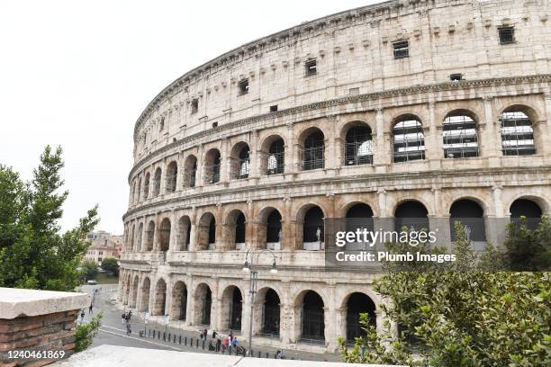 The Colosseum in Rome before the UEFA Conference League Semi Final Leg Two match between AS Roma and Leicester City at Stadio Olimpico on May 5, 2022...