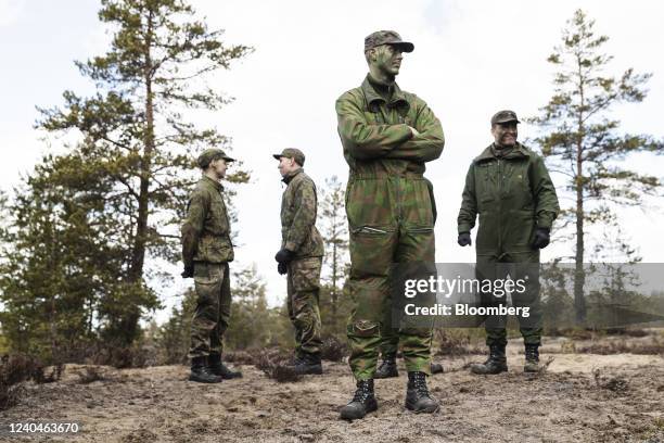 Soldiers from Finnish Defense Force Karelia Brigade, crew of a Patria Advanced Mortar System (AMOS, during the Finnish Army Arrow 22 training...