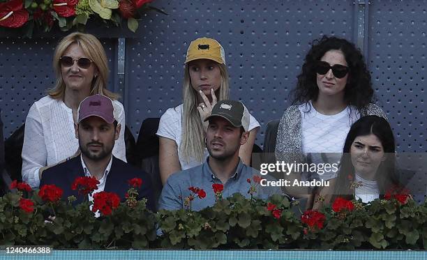 Rafael Nadal's wife Maria Francisca Perello , his sister Maria Isabel Nadal and his mother Ana Maria Parera watch the match between Rafael Nadal of...