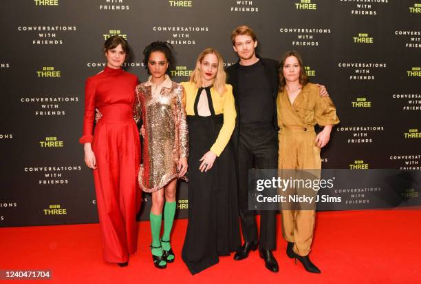 Alison Oliver, Sasha Lane, Jemima Kirke, Joe Alwyn and director Leanne Welham are seen at the preview screening of Element Pictures and BBC 3's new...