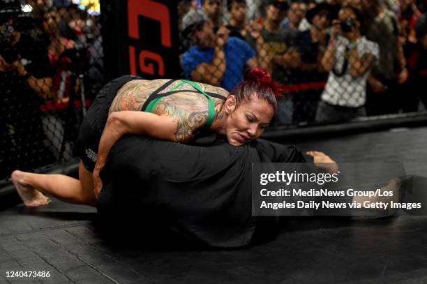 La Mirada, CA UFC womens featherweight title challenger Cris Cyborg during UFC 214 Open Workout at the UFC Gym La Mirada, Thursday, July 27, 2017.