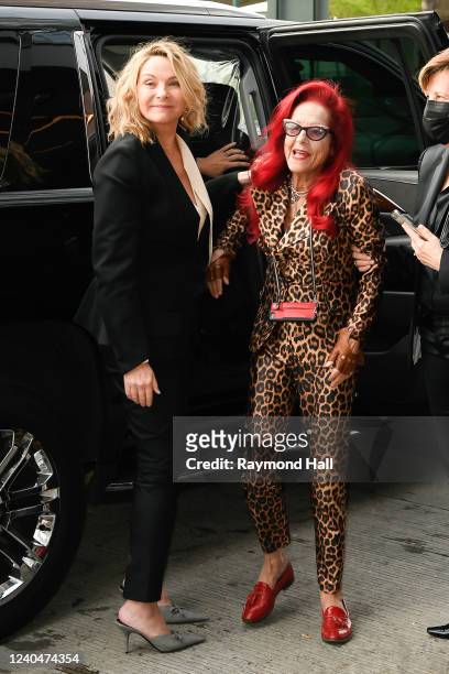 Kim Cattrall and Patricia Field are seen arriving at Variety Power of Women in midtown on May 5, 2022 in New York City.
