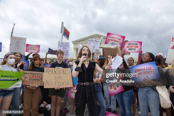 Youth pro-abortion rights demonstrators with Generation Ratify and other organizations rally outside of the Supreme Court in Washington, D.C. On May...