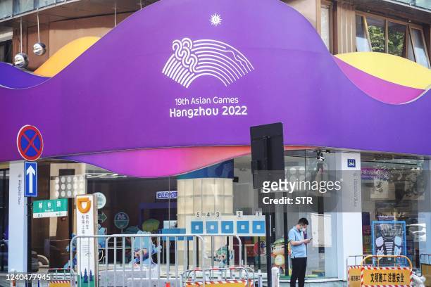 Souvenir store of the 2022 Asian Games is seen in Hangzhou, in China's eastern Zhejiang province on May 6, 2022. - China OUT / China OUT