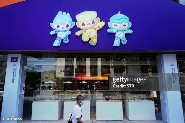 Mascots of the 2022 Asian Games are seen in Hangzhou, in China's eastern Zhejiang province on May 6, 2022. - China OUT / China OUT