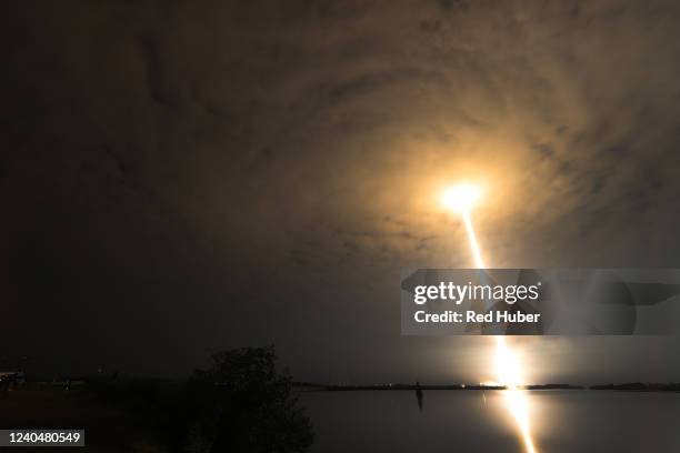 SpaceX Falcon 9 rocket lifts off from launch complex 39A on May 6, 2022 in Cape Canaveral, Florida. The SpaceX Falcon 9 rocket was carrying another...