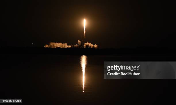 SpaceX Falcon 9 rocket lifts off from launch complex 39A on May 6, 2022 in Cape Canaveral, Florida. The SpaceX Falcon 9 rocket was carrying another...
