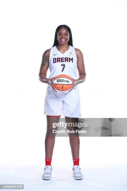 Kia Vaughn of the Atlanta Dream poses for a portrait during Media Day on May 2, 2022 at Gateway Center Arena in College Park, Georgia. NOTE TO USER:...