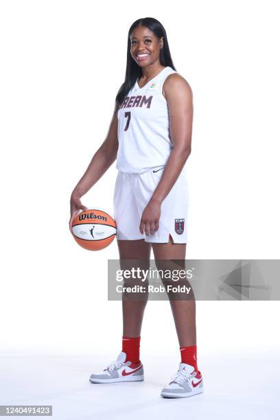 Kia Vaughn of the Atlanta Dream poses for a portrait during Media Day on May 2, 2022 at Gateway Center Arena in College Park, Georgia. NOTE TO USER:...