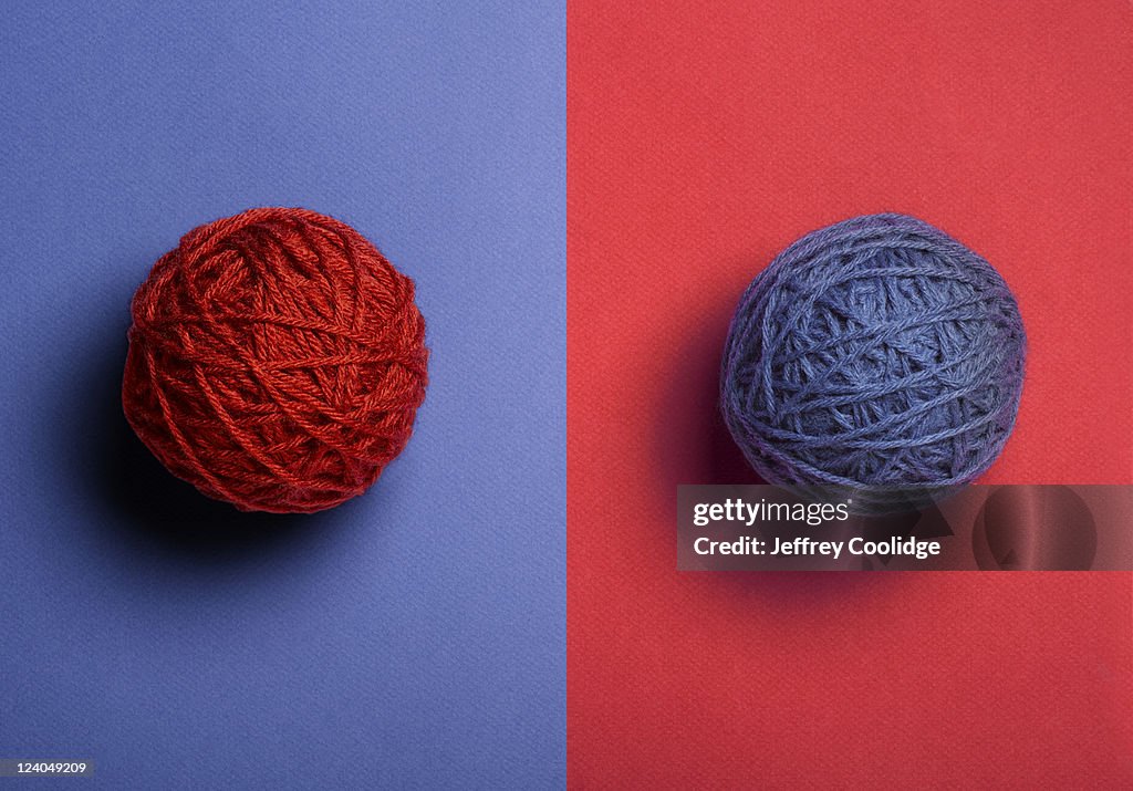 Red and Blue Balls of Yarn