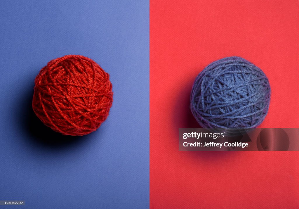 Red and Blue Balls of Yarn