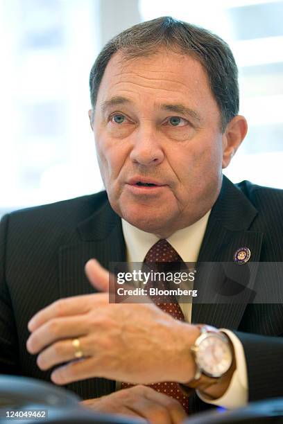 Gary Herbert, governor of Utah, speaks during an interview in New York, U.S., on Thursday, Sept. 8, 2011. Herbert, a Republican, is a...