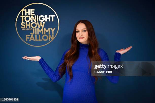 Episode 1648 -- Pictured: Actress Sophie Turner poses backstage on Friday, May 6, 2022 --