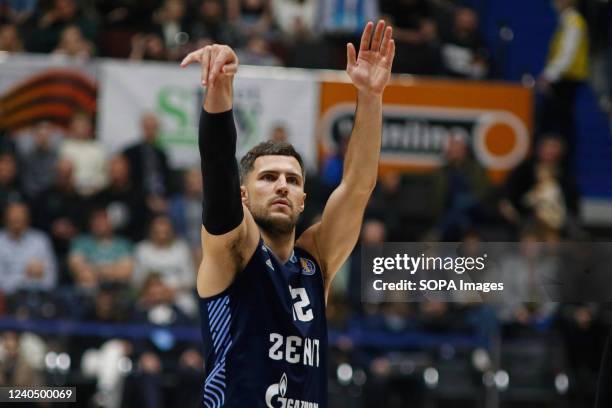 Billy Baron of Zenit in action during the first match 1/2 finals of the VTB United League basketball match between Zenit and UNICS at Sibur Arena....