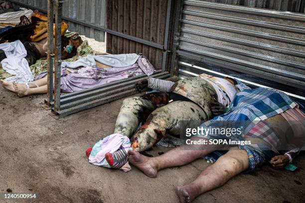 Corpses of civilians are seen in an outdoor area in a morgue in Kharkiv. As the war in Ukraine continued to rage, killing numerous civilians and...