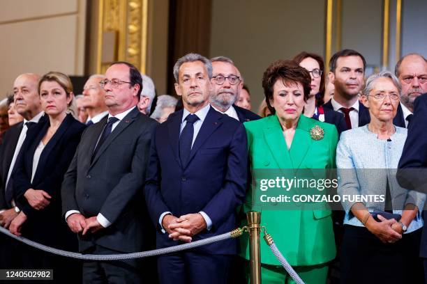 France's European and Foreign Affairs Minister Jean-Yves Le Drian, France's Ecological Transition Minister Barbara Pompili, French Former President...
