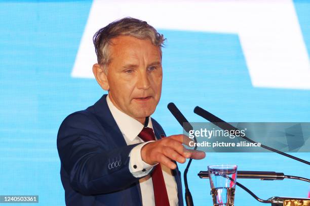 May 2022, Thuringia, Pfiffelbach: Björn Höcke, chairman of the AfD in Thuringia, gives a speech at the state party conference of the AfD. The state...