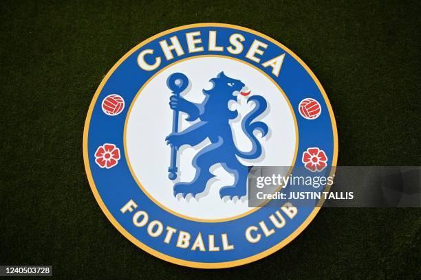 Chelsea logo is pictured at Stamford Bridge ahead of the English Premier League football match between Chelsea and Wolverhampton Wanderers, in London...