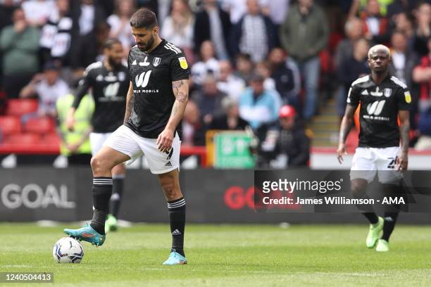 Aleksandar Mitrovic of Fulham dejected after Morgan Gibbs-White of Sheffield United scored a goal to make it 1-0 during the Sky Bet Championship...