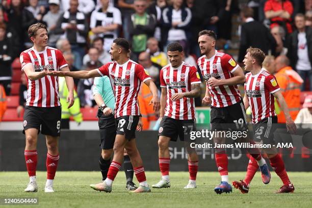 Sander Berge of Sheffield United celebrates after scoring a goal to make it 3-0 during the Sky Bet Championship match between Sheffield United and...