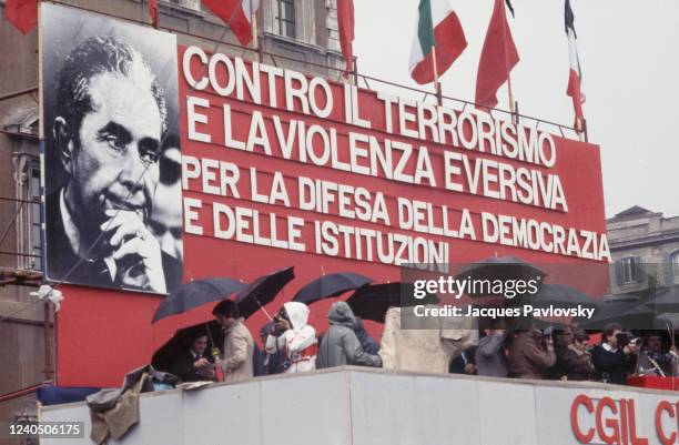 Manifestation après la mort d'Aldo Moro