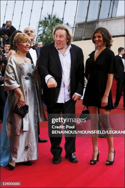 Stairs of 'Chacun son cinema' at the 60th Cannes International Festival in Cannes, France on May 20, 2007 - Gerard Depardieu and Clementine Igou.